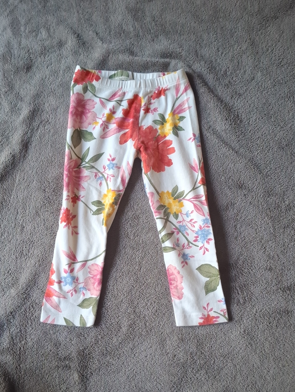 Old Navy Floral Leggings - White with Pink, Yellow & Green